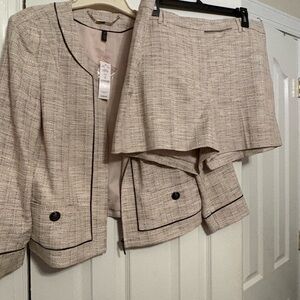 White House Black Market Beige Skirt Set